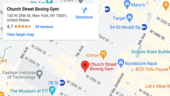 Church Street Boxing Gym West 29th Map